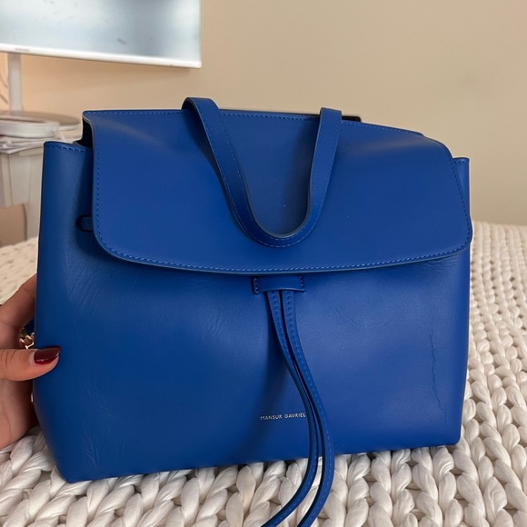 Mansur Gavriel Lady Bag $695 Royal Blue Vegetable Tanned Leather Like New - Picture 5 of 15